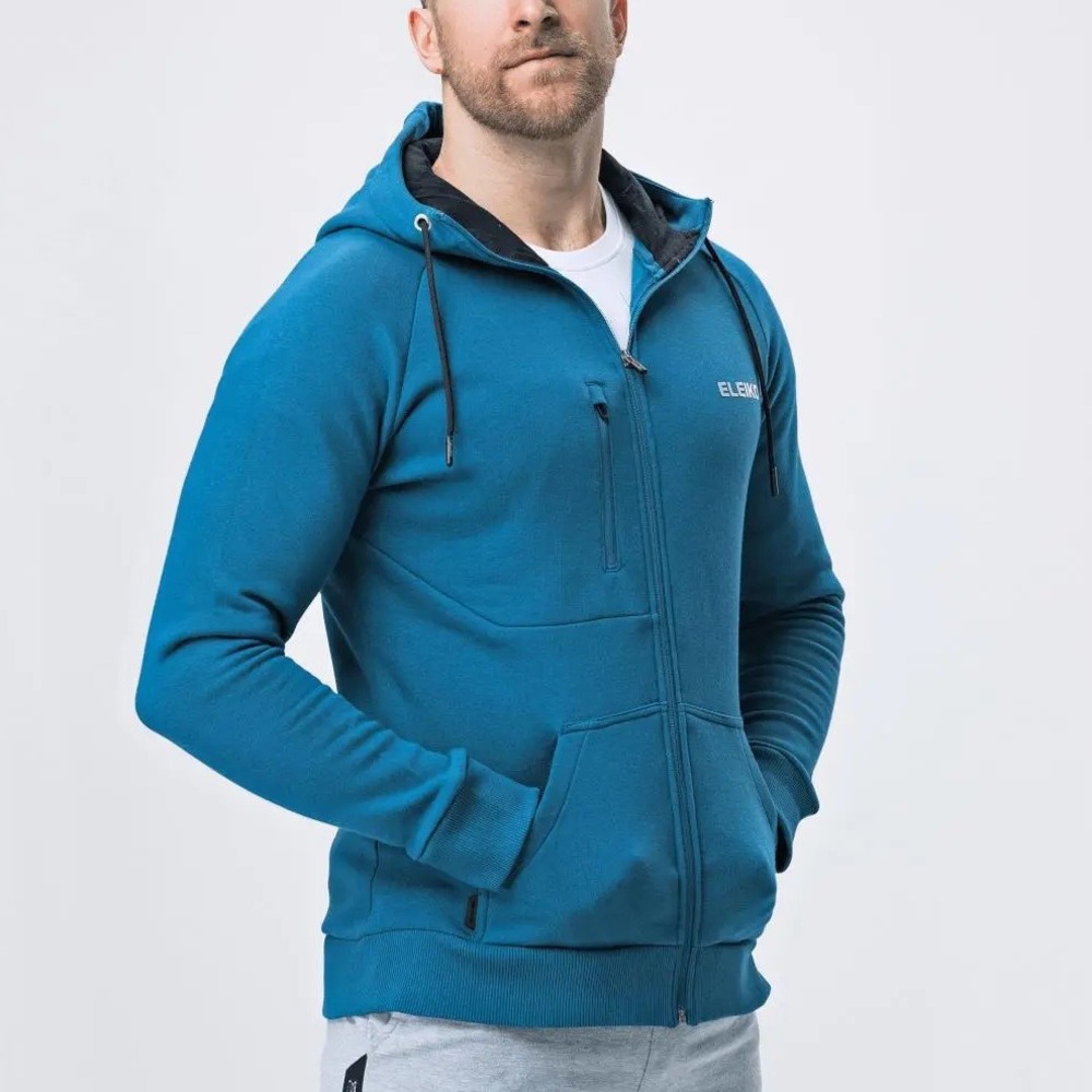 Eleiko Dynamic Zip Hoodie Mens XL Strong Blue Raise The Bar Gym Fitness Jacket